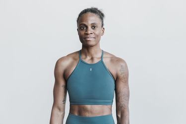 Nobull Halter Matte Women's Sports Bras Deep Turquoise | Australia (ID3091)